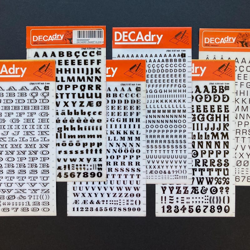 Pack Rare Letraset 8 Feuilles Transferts Secs 'Grotesque' - Vintage, Scrapbooking & Graphisme, Neuf