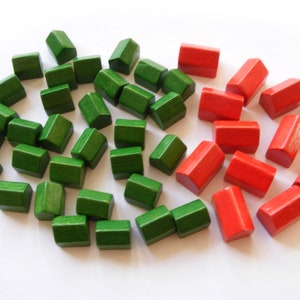 34 Monopoly houses and hotels, wooden game pieces, vintage replacement parts, monopoly game, game tokens, Monopoly replacement game pieces