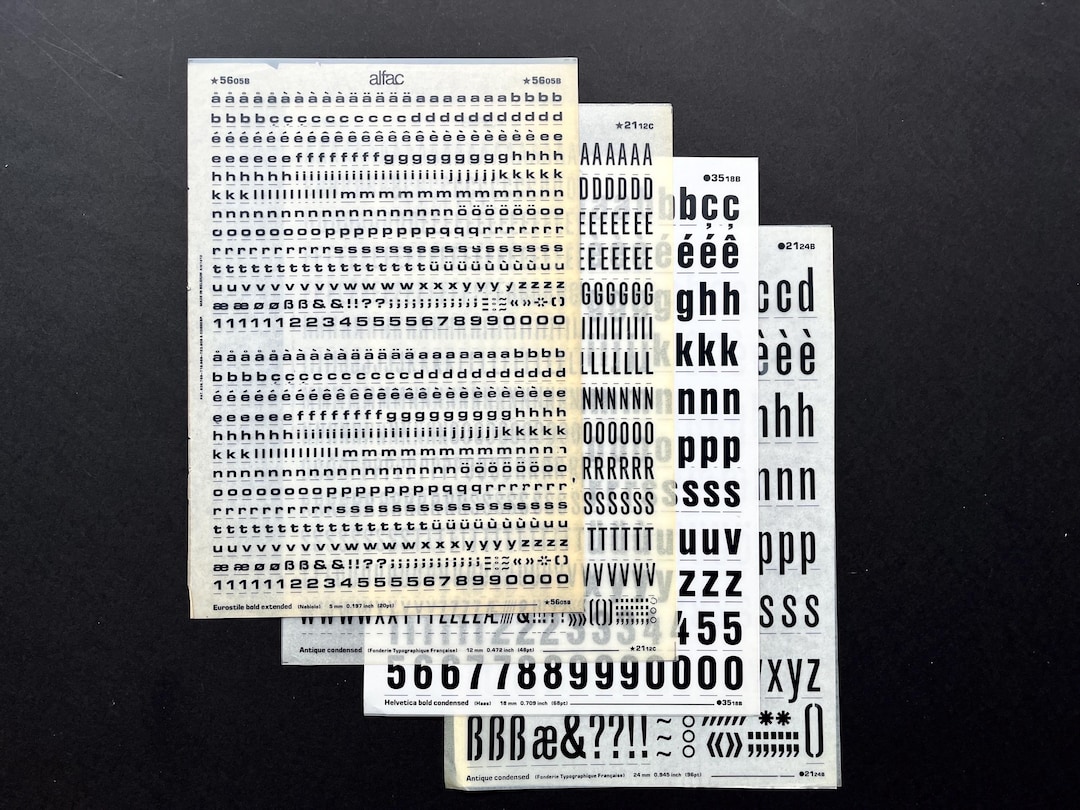 4 Dry Transfer Letters Alfac, Letraset Instant Lettering, Rub on ...
