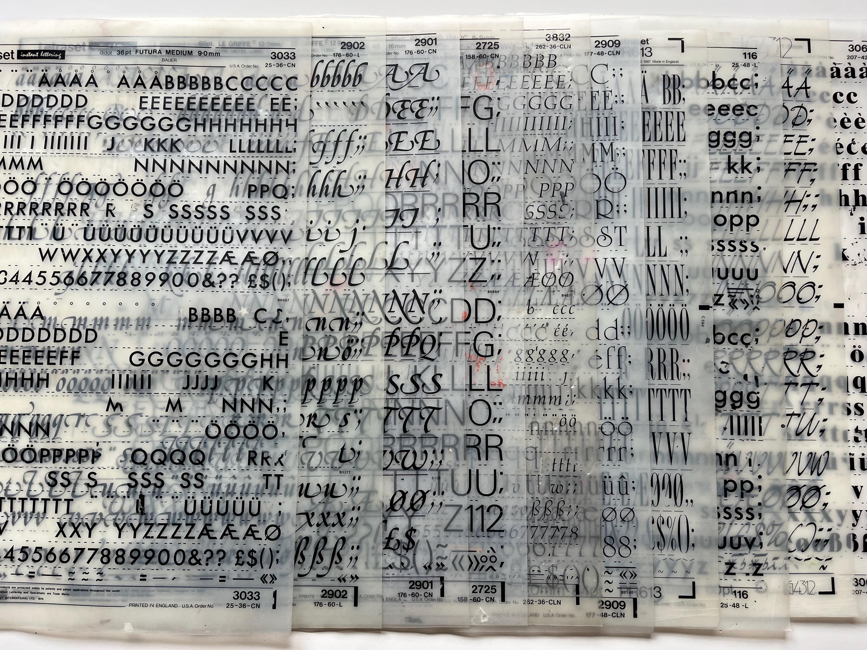 Pack Rare Letraset 6 Feuilles Helvetica Inversé - Vintage Pour Scrapbooking Et Graphisme