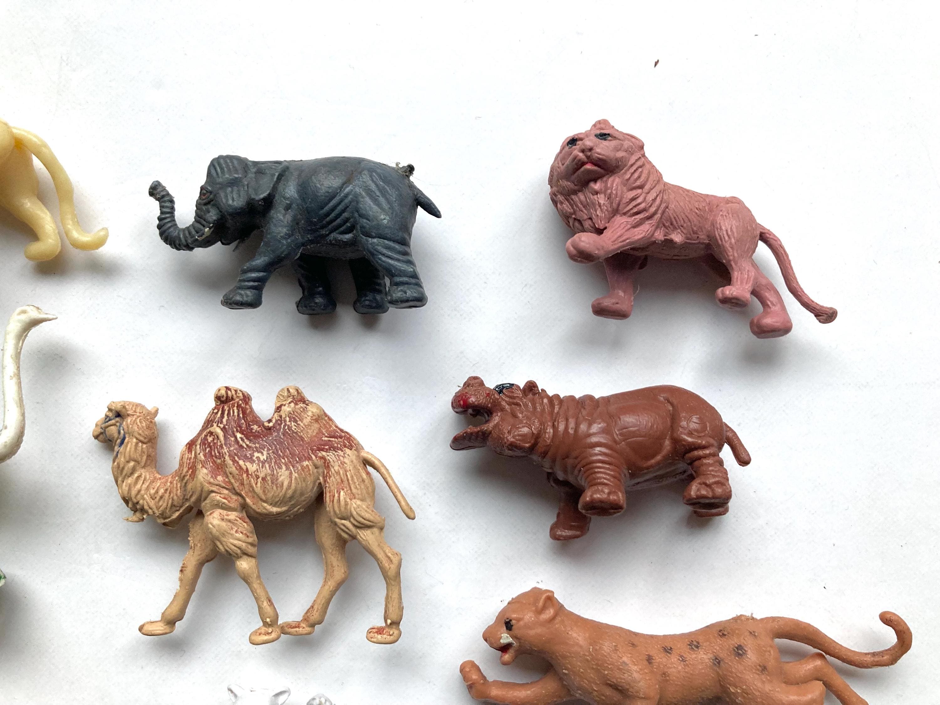 Vintage 1970's Small Plastic Animal Toys Made In Hong Kong