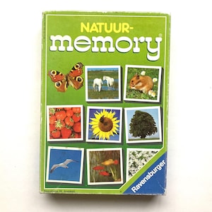 Vintage Ravensburger nature memory game, nature memory, Junior Memory, 1980s children game, nature game pieces