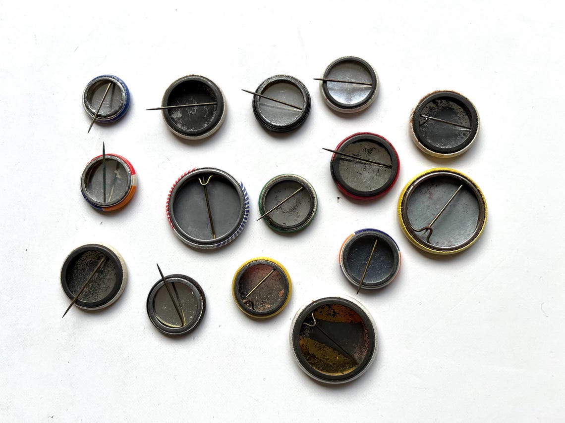 15 Vintage Pinback Buttons, Retro 1970s Dutch Advertising Backpack Pins ...