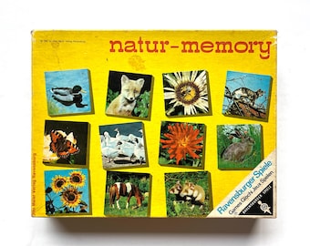 Vintage Ravensburger nature memory game, complete 1960s children game