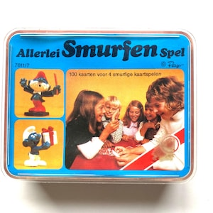 100 vintage Smurf playing cards, card game with pictures of Smurf figurines, Smurf prints