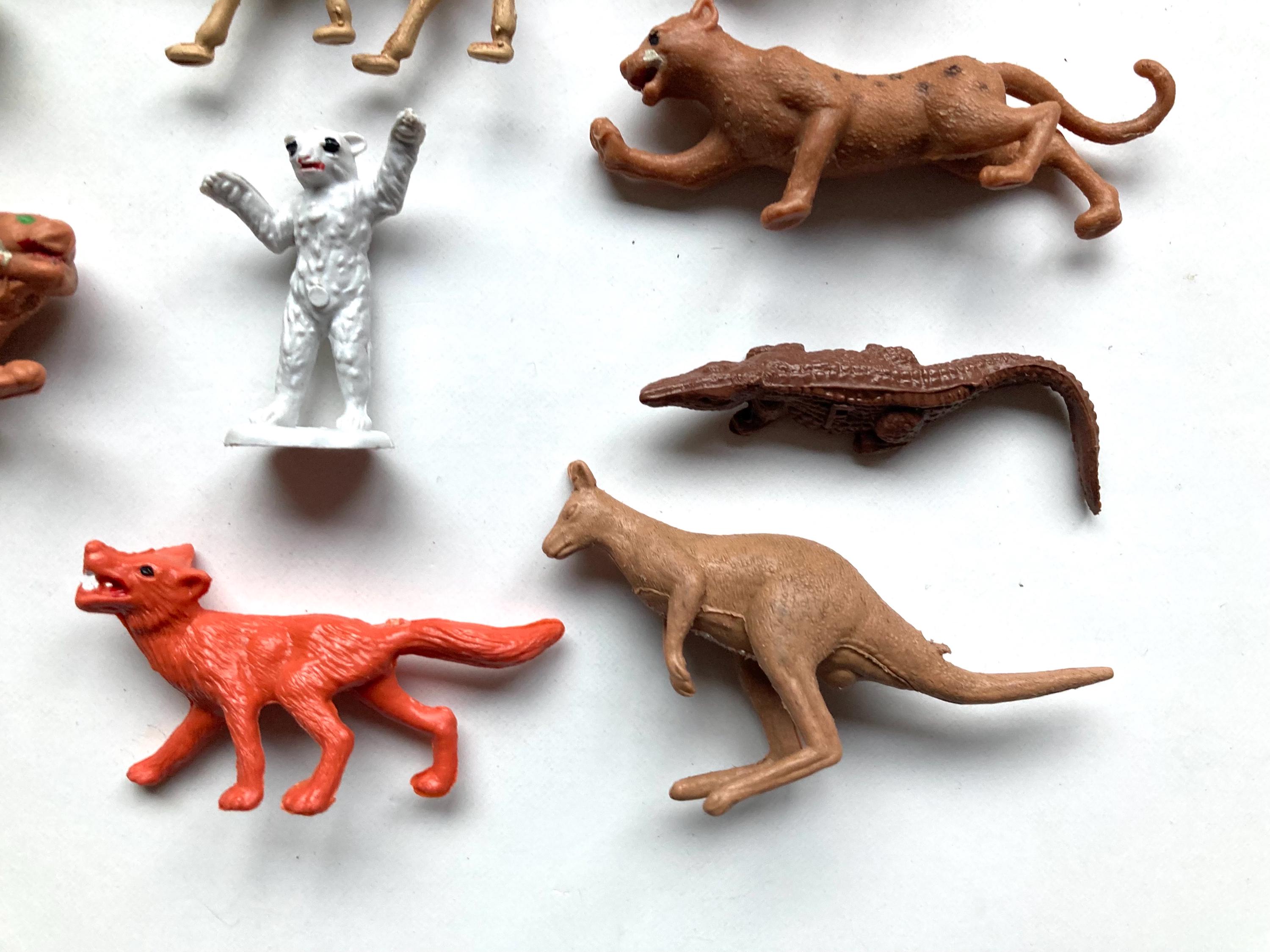 Vintage 1970's Small Plastic Animal Toys Made In Hong Kong