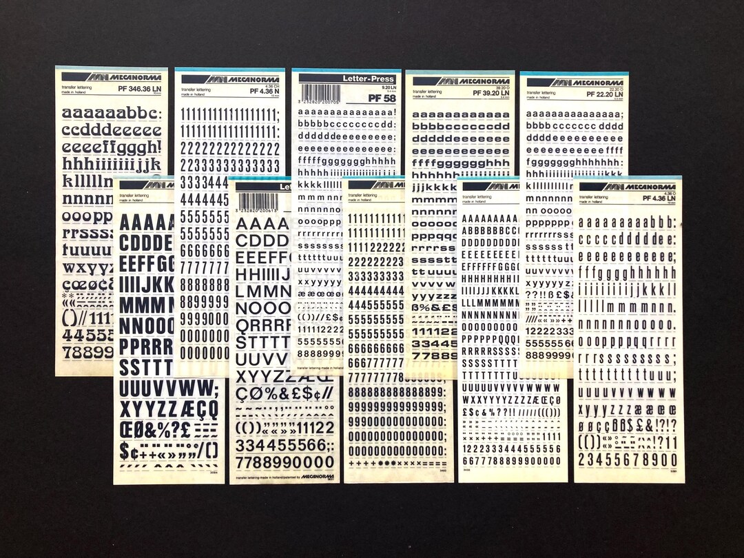 10 Black Dry Transfer Sheets Mecarnoma, Rub Down, Decadry Rub on ...