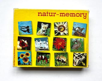 Vintage complete Ravensburger memory game, nature memory, Junior Memory, 1960s children game, nature game pieces