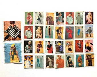 30 vintage matchbox labels with 60s and 70s fashion, vintage matchbooks covers for scrapbooking and journaling