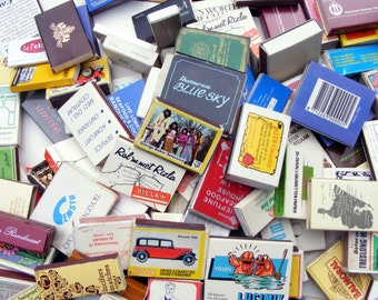 25 vintage matchboxes, vintage matches, matches in box, matchbooks, small gift boxes, tiny wooden boxes, match boxes, match books