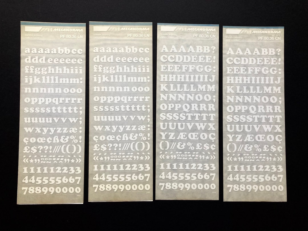 4 White Mecanorma Dry Transfer Sheets, Rub on Letters, Instant ...