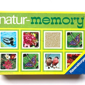 Vintage nature memory game, childrens card game, Ravensburger playing game cards