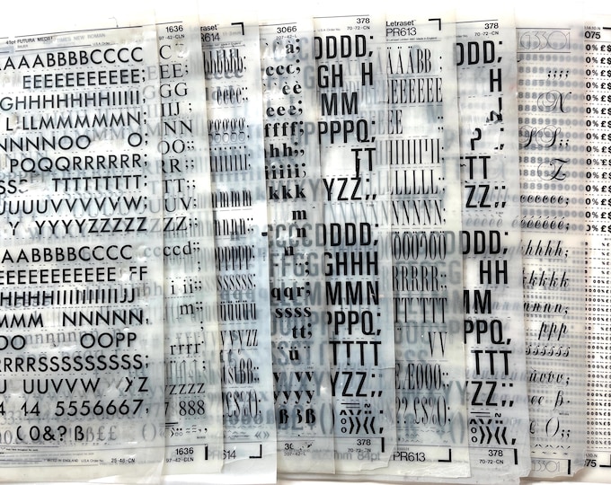 20 Large Vintage Letraset Instant Lettering Sheets, Rub on Transfers ...