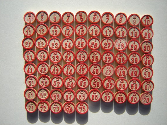 75 Vintage Bingo Numbers Bingo Game Tokens Wooden Numbers - Etsy