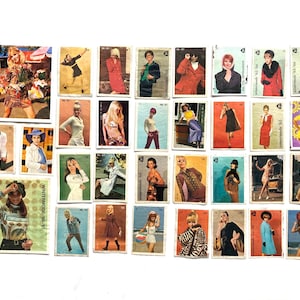 32 vintage fashion matchbox labels , vintage 1960s fashion prints, match boxes, matchbook labels
