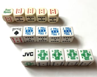 Vintage Casino Dice Set, Promotional Poker Dice (16mm)