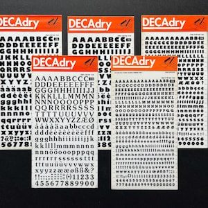 5 vintage dry transfer sheets, rub on lettering, Decadry letter decals for crafting, Letraset journaling and scrapbooking