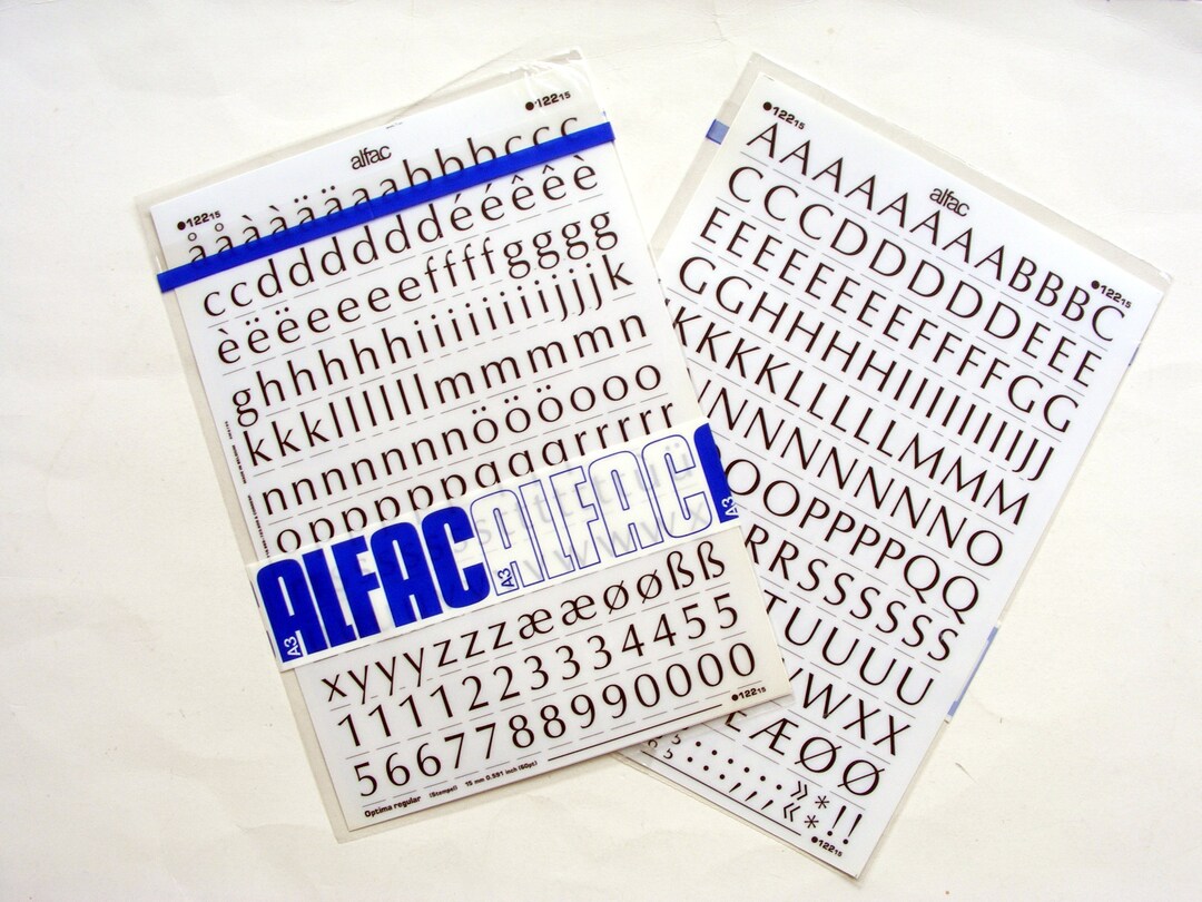 2 Alfac Dry Transfer Letters, Letraset Instant Lettering, Letter Font