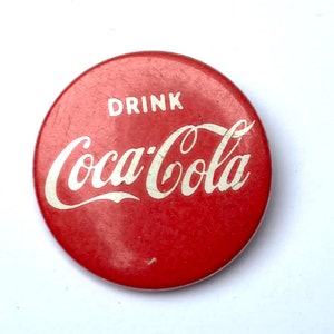 Vintage Coca Cola button, vintage coke pin, vintage advertising button, brooch, badge, coca cola gift, backpack pins