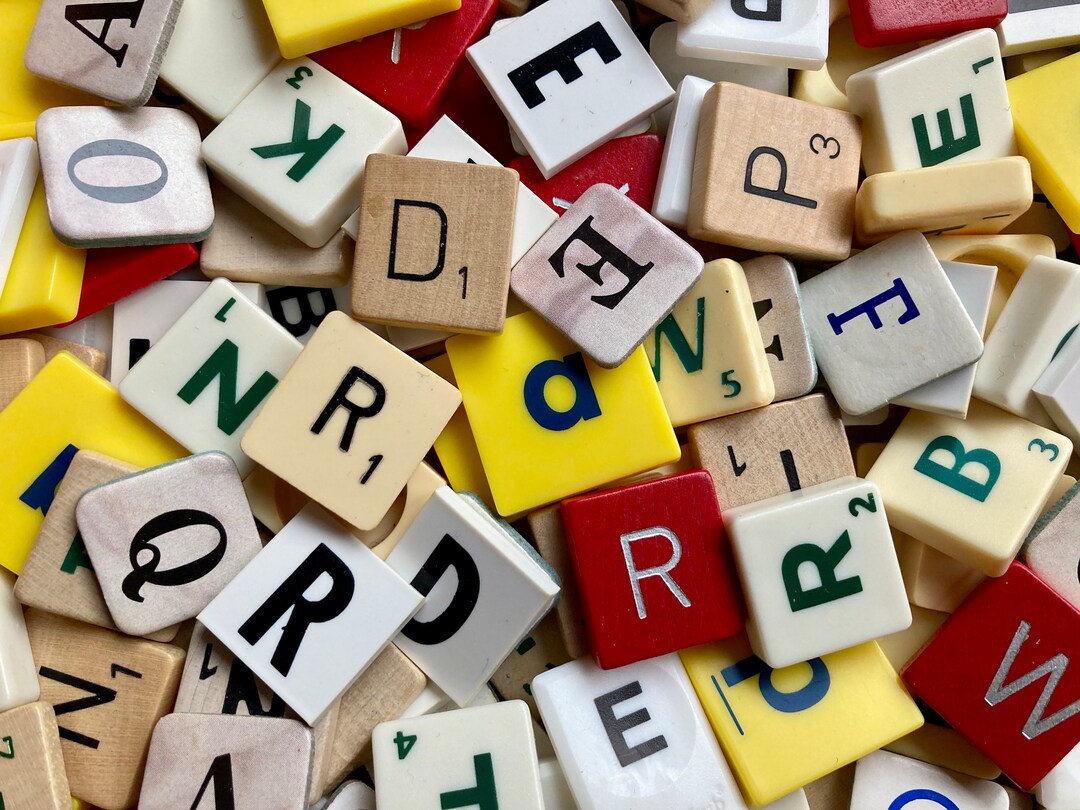 250 Vintage Letters, Scrabble Letters, Letter Tiles, Game Pieces Mix, Bulk Game Pieces for