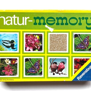 Vintage complete Ravensburger nature memory game, 1970s children game