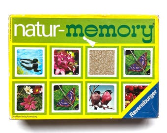 Vintage complete Ravensburger nature memory game, 1970s children game