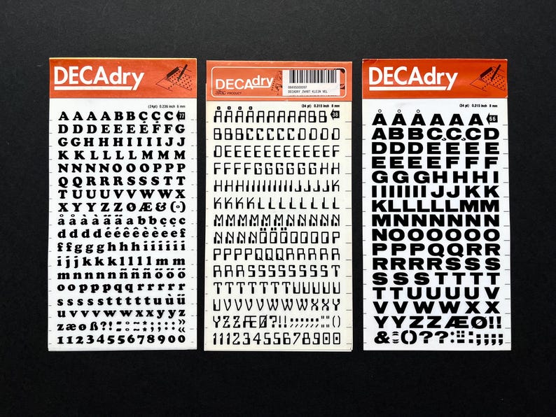 10 Rub on Letter Sheets, Dry Transfer Lettering, Decadry Decal Sheets ...