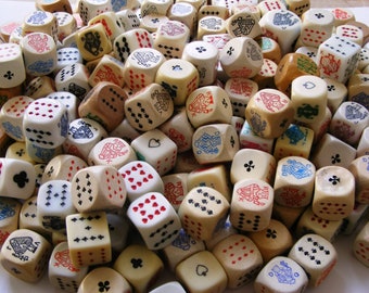 10 vintage poker dice, mix poker game dice, bulk dice mix, board game pieces, casino dice, poker gift
