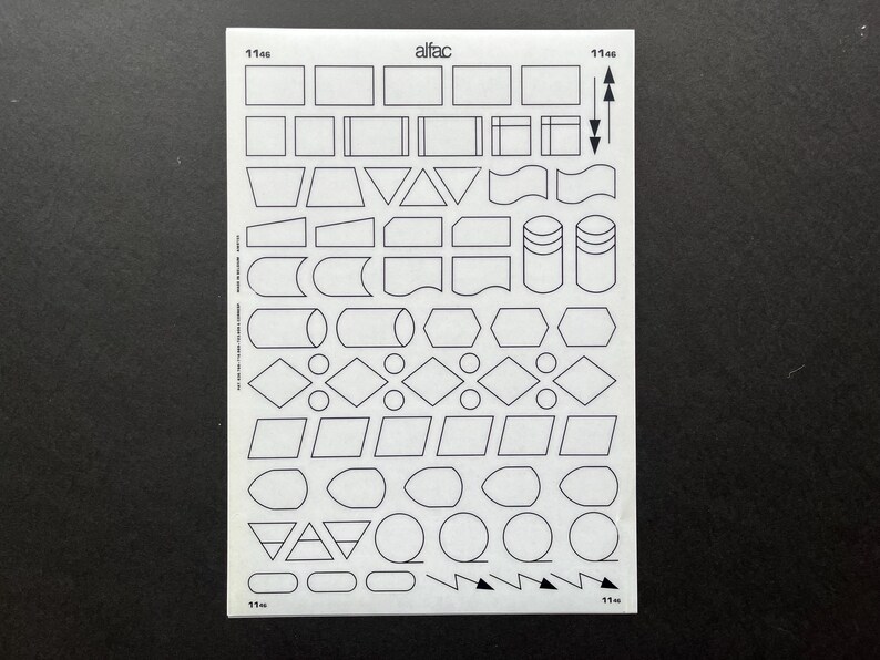4 Vintage Flowchart Decal Sheets, Symbol Dry Transfer Sheets Symbols ...