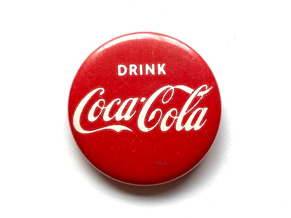 Vintage Coca Cola Pin, Advertising Button, Brooch, Badge, Gift for