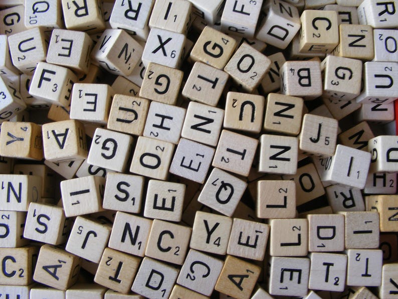 25 Vintage Letter Dice, Wooden Dice With Black Letters, Boggle ...