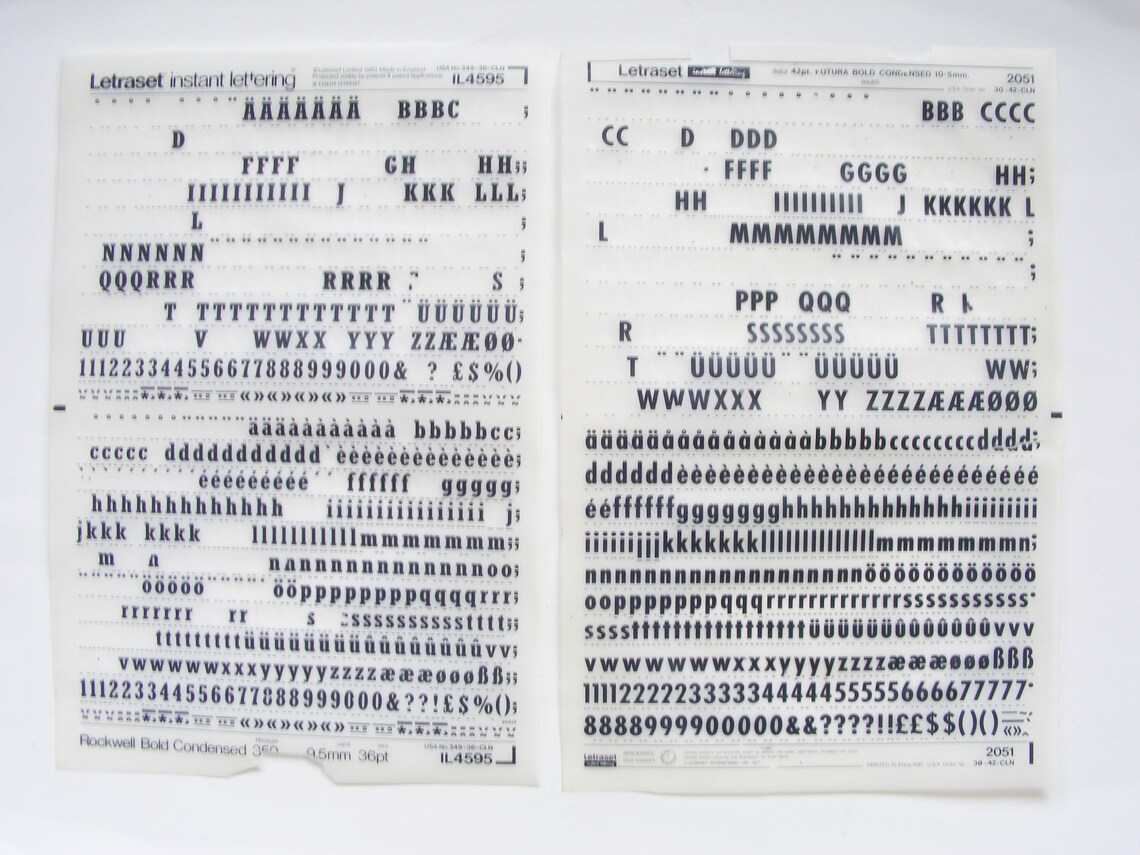 10 dry transfer sheets XL Letraset rub on letters and Etsy