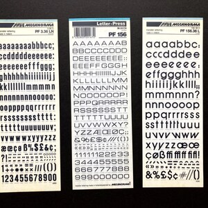 10 Rub on Letter Sheets, Dry Transfer Lettering, Mecanorma Decal Sheets ...