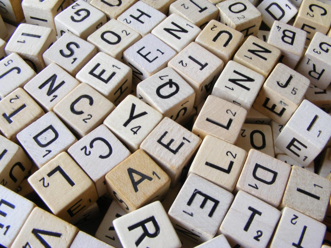 25 Vintage Letter Dice, Wooden Dice With Black Letters, Boggle ...