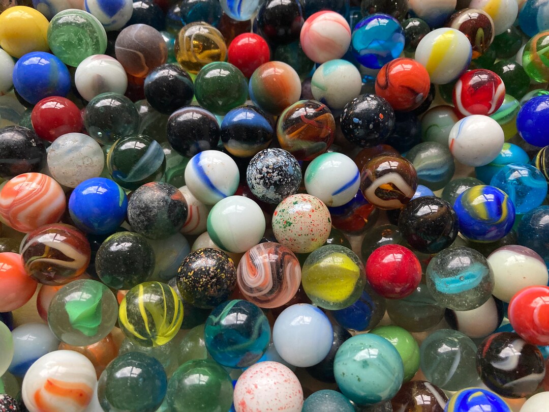 100 Vintage Marbles, Lot of Glass Marbles in Different Colors, Target ...