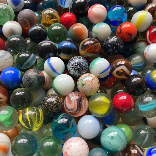 100 Vintage Glass Marbles, Bulk Lot Collectible Marbles