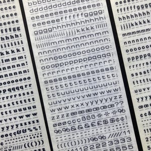 5 Rub on Letter Sheets, Small and Tiny Letters, Dry Transfer Lettering ...