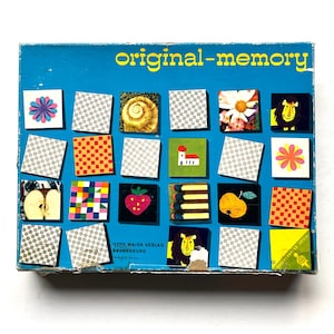 Vintage Original Memory Game, 1960s card game with retro drawings, including Charles Eames designs