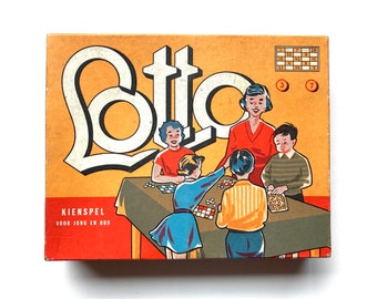 Vintage Lotto Game: Wooden Numbers and Tombola Cards