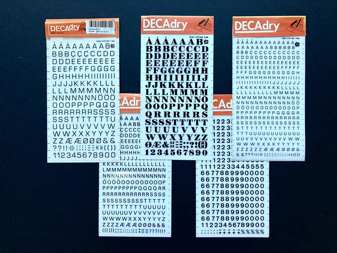 5 Decadry Dry Transfer Letters, Instant Lettering, Rub on Sheets ...