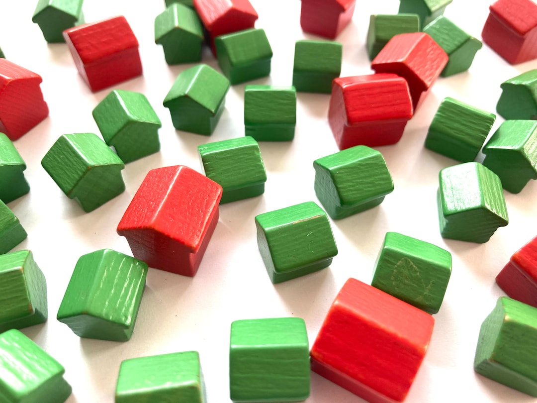 44 Wooden Monopoly Pieces Vintage Replacement Game Pieces Etsy