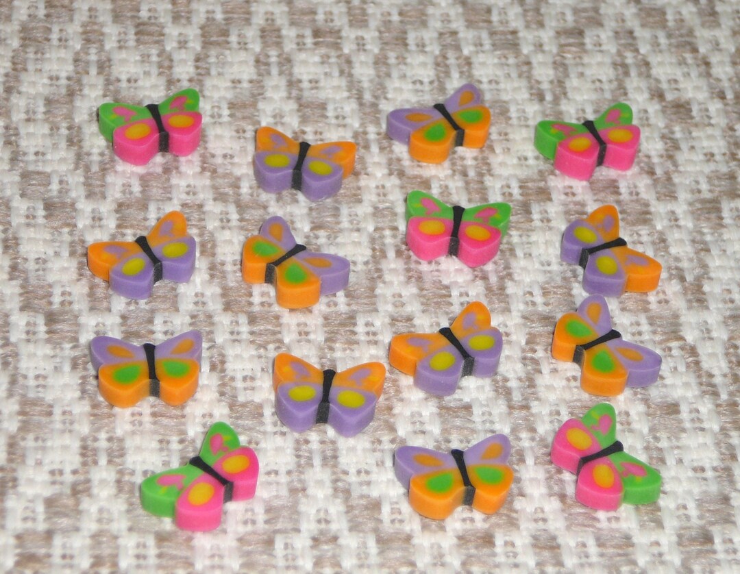 Butterfly Pencil Erasers Multi Color Kids Party Bag Filler Etsy