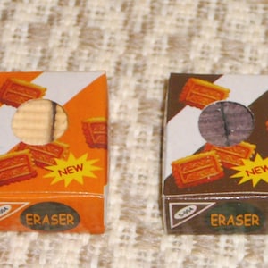 Kids Pencil Erasers Cookie Food Biscuits, School Supplies