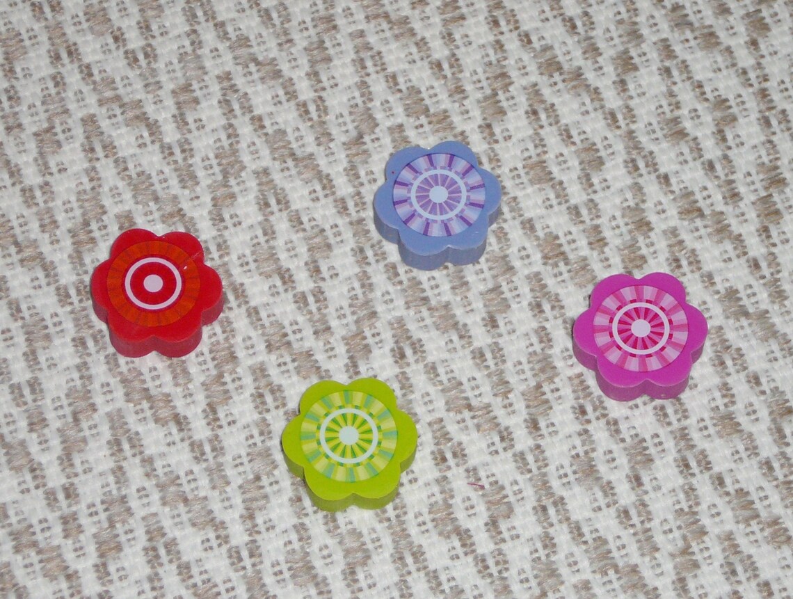 Flower Pencil Erasers 4 Multi Color School Supplies Party Etsy