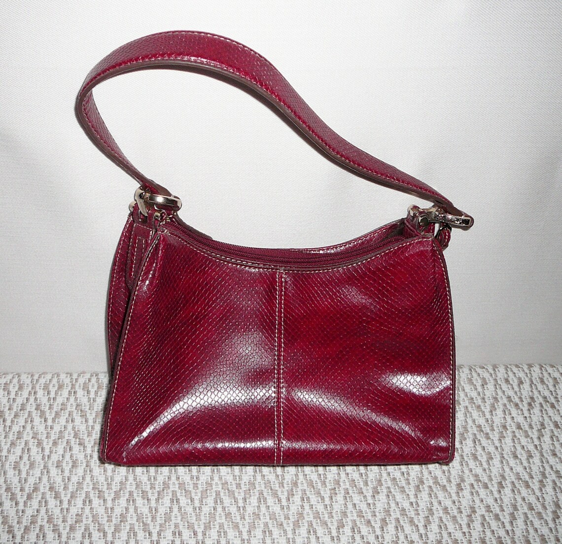 Vintage Liz Claiborne Handbag Zip Top Bag Burgundy Red Etsy