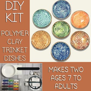 DIY Craft Kit, Makes 2 Dishes, Age 7-70, Easy Beginner Level, Friends Family Gifts, Birthdays, Clay Kit, Polymer Clay, Chalks, Party Crafts