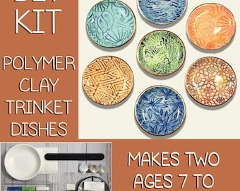 Father's Day Gifts, DIY Craft Kit, Makes 2 Dishes, Age 7-70, Easy Beginner Level,  Clay Kit, DIY Gift, Polymer Clay, Chalks, Party Crafts