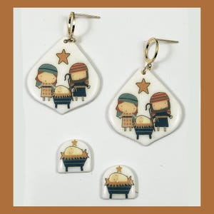 Polymer Clay Transfers, Christmas Nativity, No Water, Ornaments Earrings Transfers Holy Family, Full 8.5 x 11" Sheet, Instructions Included image 3