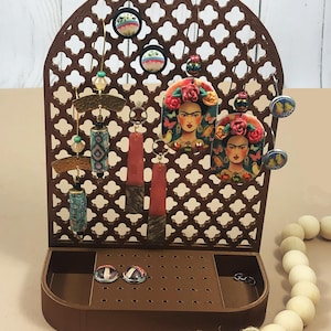 Bronze Moroccan Jewelry Tray Earring Organizer Display Stand, Earrings, Rings, 3D Printed, GIFTS For All Ages, Earring Holder, Gifts for her