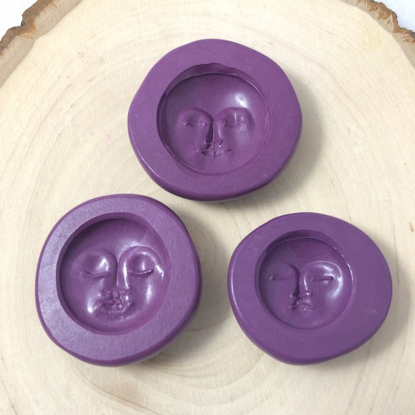 Silicone Molds | Three Face Molds | Moon Sun | Flexible | Polymer Clay Mold | Handmade | Face Cabochon | Easy Mold | 3 Different Expressions